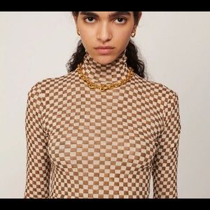 Nanushka Harri Mesh Checkered Top